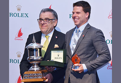 Canadian Rolex Sailor of the Year Lee Parkhill with Victor Royce President and CEO and Rolex Canada Ltd