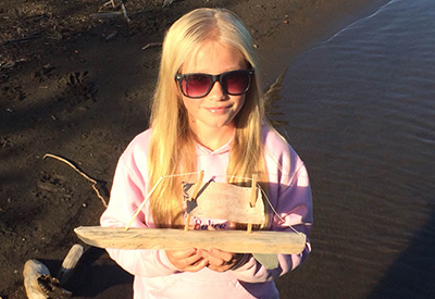 Chelsea Ellard and the found sailboat