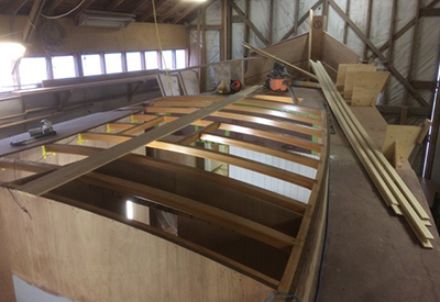 Bruce Thompson of Tern Boatworks sent an update on the build of the custom Laurie McGowan designed 48ft motorsailer
