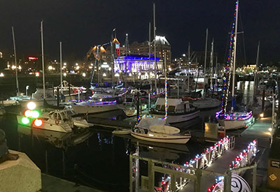 Seasonal celebration: The bright December lights of Victoria Harbour, BC