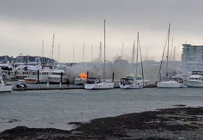Fire in the Port Sidney Marina