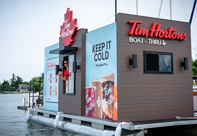 Tim Hortons opening its first-ever Boat-Thru for a limited time on Ontario’s Lake Scugog, serving FREE cold beverages to guests who arrive by watercraft on Aug. 5-6