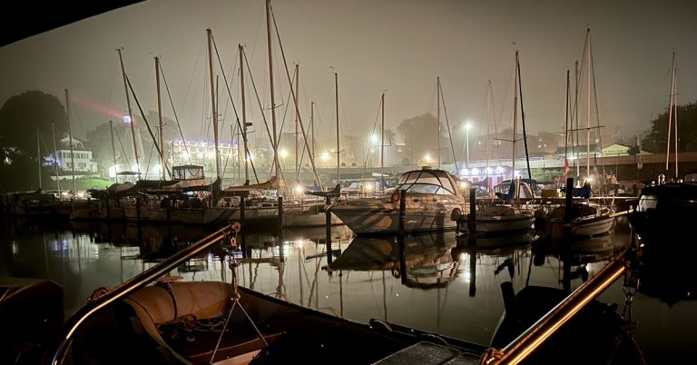 Kincardine Harbour on a Calm, Slightly Foggy Night.