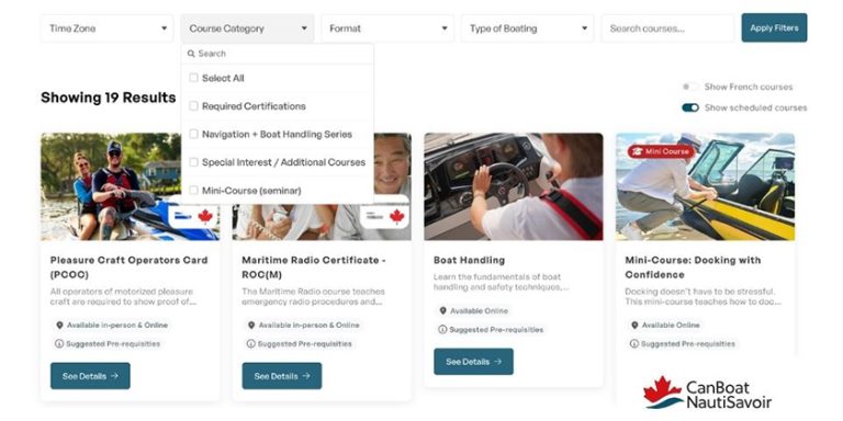 Just in time for boating season: CanBoat launches a new course calendar!